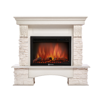 Портал Firelight Pietra 25S камень белый, шпон белёный дуб