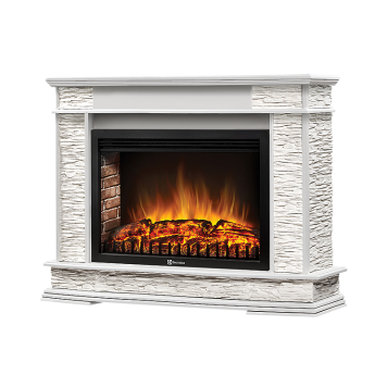 Портал Firelight Scala 30 камень сланец скалистый белый, шпон белый дуб-1