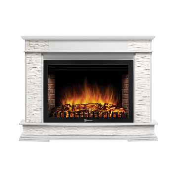 Портал Firelight Scala 30 камень сланец скалистый белый, шпон белый дуб