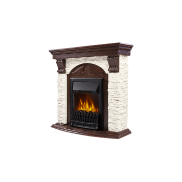 Портал Firelight Torre Classic U (угловой) камень слоновая кость, шпон темный дуб-1