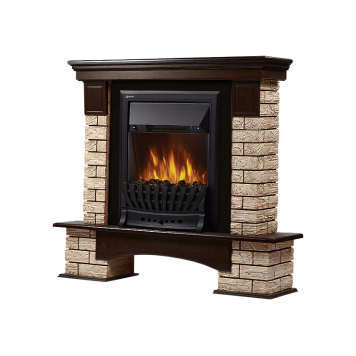 Портал Firelight Forte Wood Classic камень коричневый, шпон темный дуб-1