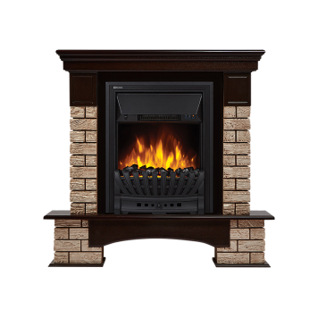 Портал Firelight Forte Wood Classic камень коричневый, шпон темный дуб
