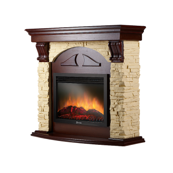Портал Firelight Torre 30S камень слоновая кость, шпон темный дуб-1