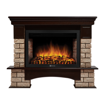 Портал Firelight Forte Wood 30 камень коричневый, шпон темный дуб