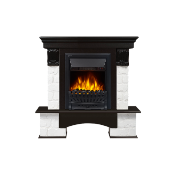 Портал Firelight Forte Classic камень белый, шпон темный дуб