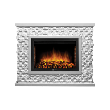 Портал Firelight Quadro 25 камень песчаник античный белый, белая эмаль