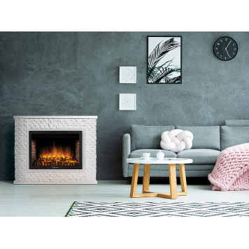 Портал Firelight Quadro 25 камень песчаник античный белый, белая эмаль-2