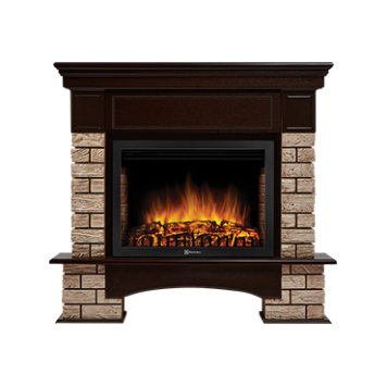 Портал Firelight Forte Wood 25U (угловой) камень коричневый, шпон темный дуб