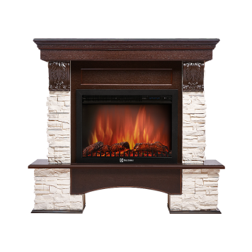 Портал Firelight Pietra 25S камень белый, шпон темный дуб