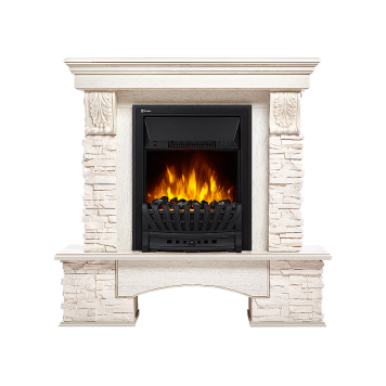 Портал Firelight Pietra Classic камень белый, шпон белёный дуб