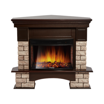 Портал Firelight Forte Wood 25U (угловой) камень коричневый, шпон темный дуб-3