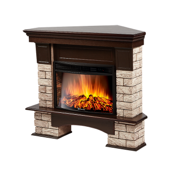 Портал Firelight Forte Wood 25U (угловой) камень коричневый, шпон темный дуб-1