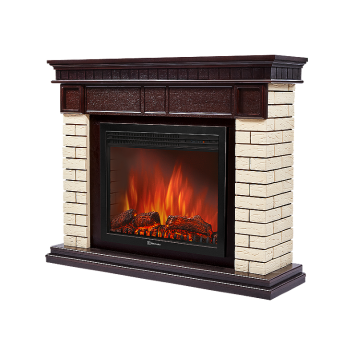 Портал Firelight Bricks 30 камень бежевый, шпон темный дуб-1