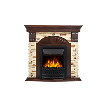 Портал Firelight Torre Classic камень сланец натуральный, шпон темный дуб