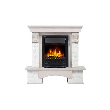 Портал Firelight Forte Classic камень белый, шпон беленый дуб
