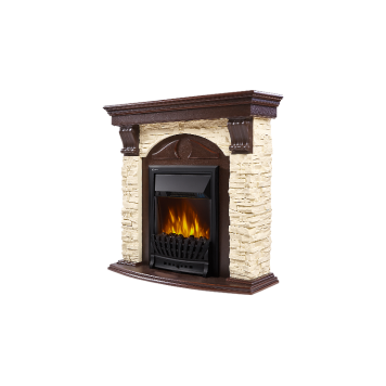 Портал Firelight Torre Classic камень слоновая кость, шпон темный дуб-1