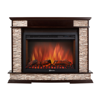 Портал Firelight Scala 25 камень сланец скалистый бурый, шпон тёмный дуб