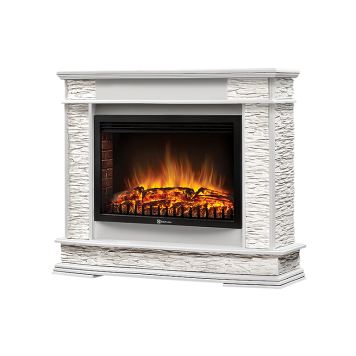 Портал Firelight Scala 25 камень сланец скалистый белый, шпон белый дуб-1