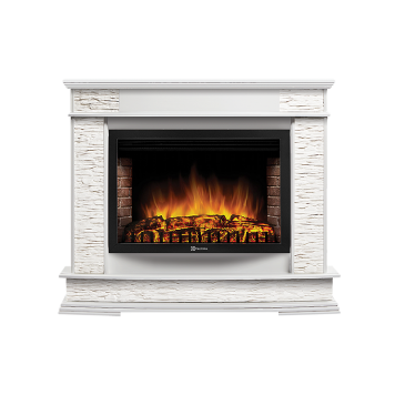 Портал Firelight Scala 25 камень сланец скалистый белый, шпон белый дуб