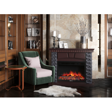 Портал Firelight Porto 25 камень черный, шпон венге-6
