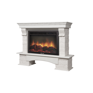Портал Firelight Forte 30S камень белый, шпон белёный дуб-1