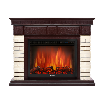 Портал Firelight Bricks 30U (угловой) камень бежевый, шпон темный дуб