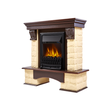 Портал Firelight Forte Classic U (угловой) камень бежевый, шпон темный дуб-1