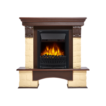 Портал Firelight Forte Classic U (угловой) камень бежевый, шпон темный дуб