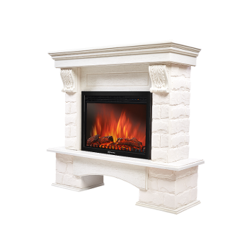 Портал Firelight Forte 25S камень белый, шпон белёный дуб-1