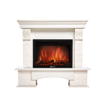 Портал Firelight Forte 25S камень белый, шпон белёный дуб