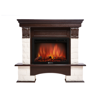 Портал Firelight Forte 25S камень белый, шпон темный дуб