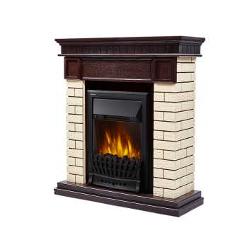 Портал Firelight Bricks Classic камень бежевый, шпон темный дуб-1