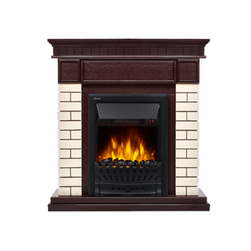 Портал Firelight Bricks Classic камень бежевый, шпон темный дуб