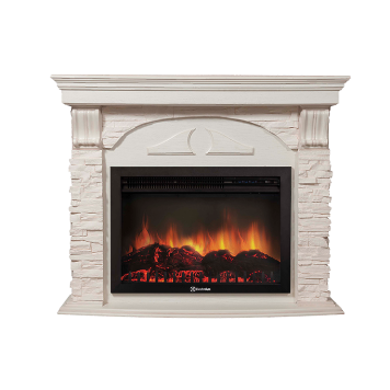 Портал Firelight Torre 26/30S камень белый, шпон белёный дуб