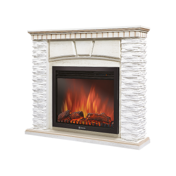 Портал Firelight Porto 25 камень белый, шпон беленый дуб-1