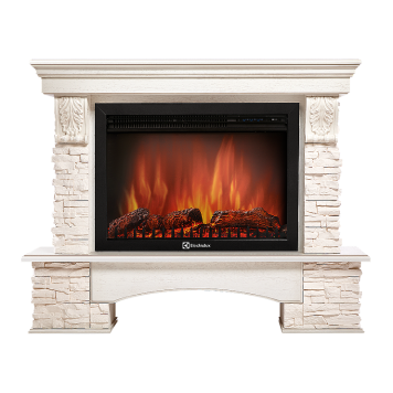 Портал Firelight Pietra 30S камень белый, шпон белёный дуб