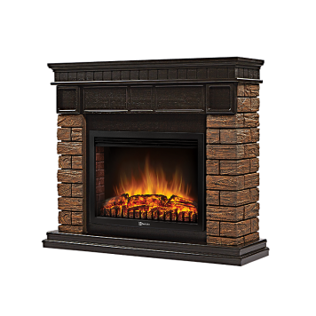 Портал Firelight Bricks Wood 25 камень темный, шпон венге-1