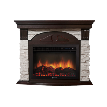 Портал Firelight Torre 26/30S камень белый, шпон темный дуб