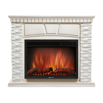 Портал Firelight Porto 30U (угловой) камень белый, шпон белёный дуб