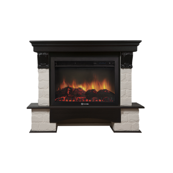 Портал Firelight Forte 30S камень белый, шпон темный дуб