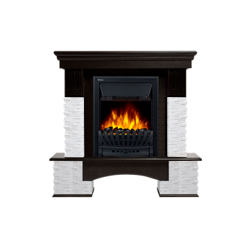 Портал Firelight Pietra Nuovo Classic камень сланец белый, шпон темный дуб