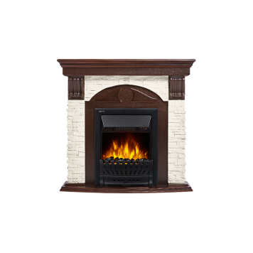 Портал Firelight Torre Classic камень белый, шпон темный дуб