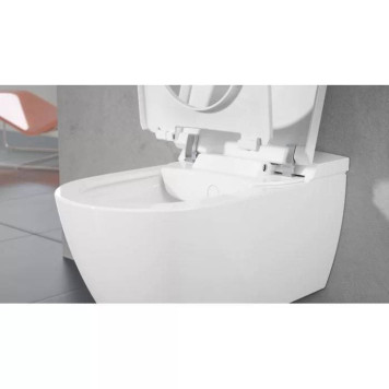 VilleroyBoch Viclean Унитаз-биде 38.5х59.5х36см., подвесной, в комплекте с сиденьем, покрытие CeramicPlus, цвет: альпийский белый. V0E100R1-6