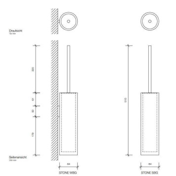 Decor Walther Black Stone SBG Туалетный ершик, напольный, цвет: черный матовый / сталь матовая-1