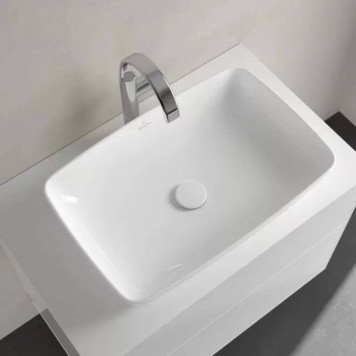 VilleroyBoch Artis Раковина 58х38.5х12.5см., накладная, без отв., без перелива, TitanCeram, цвет: альпийский белый. 41725801-3