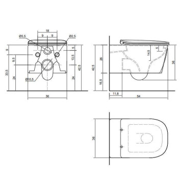 Antonio Lupi Komodo Унитаз подвесной безободковый,54х36х26h см, с сиденьем микролифт, цвет: белый глянец-11