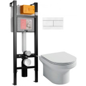 E21755RU-00 Подвесной унитаз c инсталляцией 40 см Elite, сиденье тонкое микролифт, клавиша белая (E33131RU+EDX114RU+E4316-00) E21755RU-00