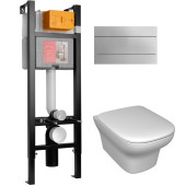 E21770RU-00 Подвесной унитаз c инсталляцией 40 см Jacob Delafon Vox, сиденье тонкое микролифт, клавиша хром (E33131RU+EDM102+E20142+E4316-CP) E21770RU-00