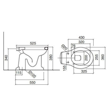 Sbordoni Palladio Унитаз 43х36см, с высоким бачком, слив в пол, фурнитура: мат. бронза, цвет: белый-1