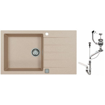 Alv 1132028 Gr Cadit 40 Terra G22 Мойка I, обор., 1 чаша, 3½, 860х500х200 мм + сифон 1132823, шк 600 1132028